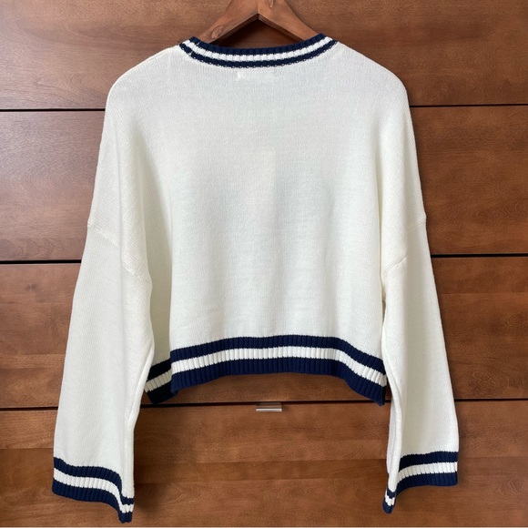 NWT Moon & Madison Pickleball Cropped Boxy Sweater Preppy Cotton Blend Large - Picture 7 of 10